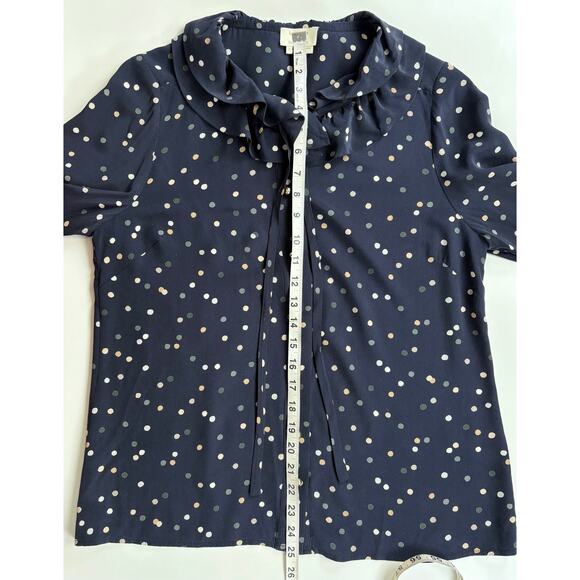 Kate Spade Silk Polka Dot Button Front Top Size 8 Feminine Ruffle Career Work - Picture 10 of 10